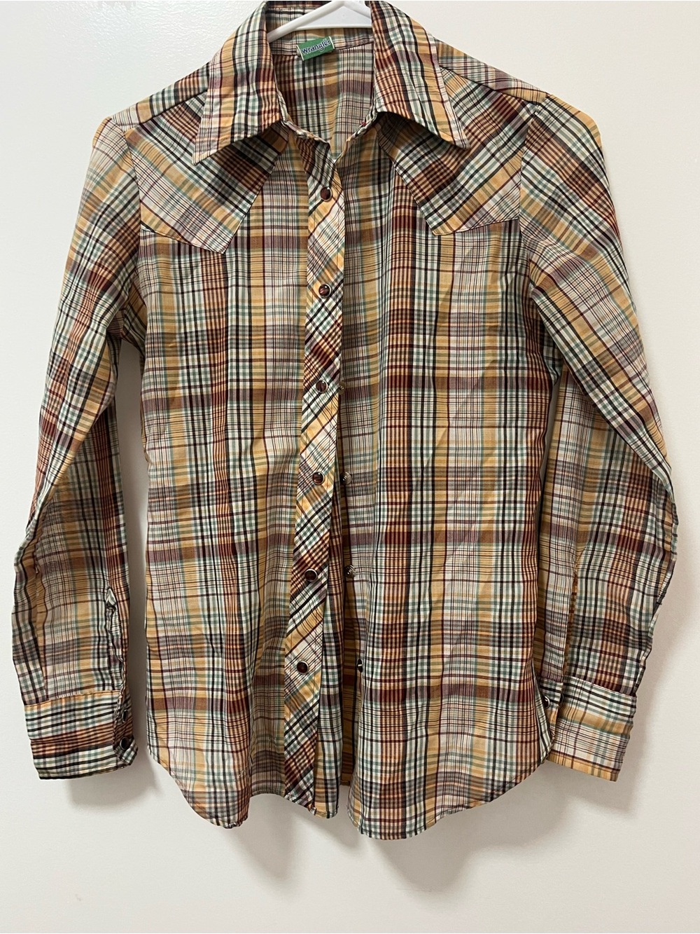 70s Vintage RARE WRANGLER Gemstone Snap Button Down